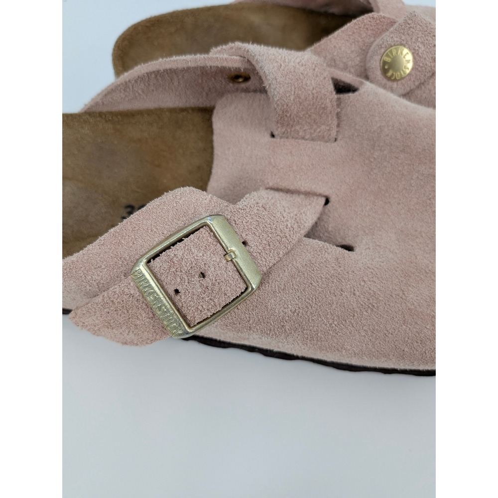 Birkenstock Boston Clogs Women 39 8.5 Rose Pink Suede Leather Slip On Buckle - Picture 3 of 8